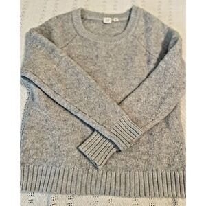 Gap Women's Crew Neck Wool Blend Sweater XS Gray Preppy‎ Cozy Academia